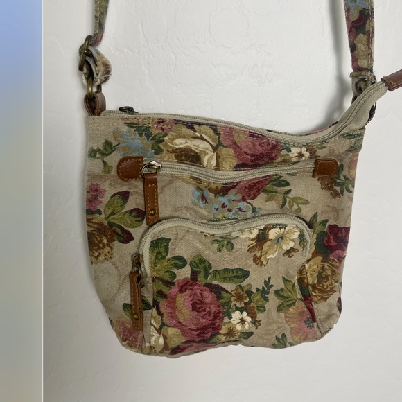 Cargo Floral Utility Crossbody Canvas Cartridge Pocket Passport Artsy Bag Purse - Picture 4 of 5